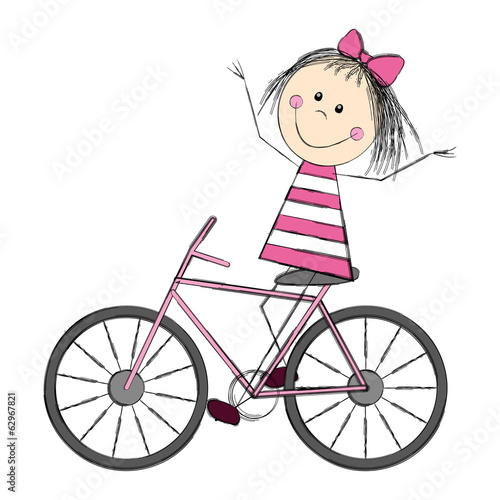 Fototapeta Naklejka Na Ścianę i Meble -  Cute little girl on bicycle