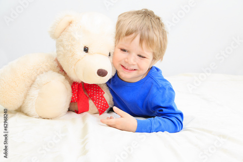 cute little boy with teddy bear