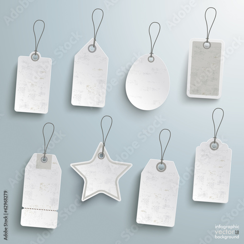 White Price Sticker Set Silver Background