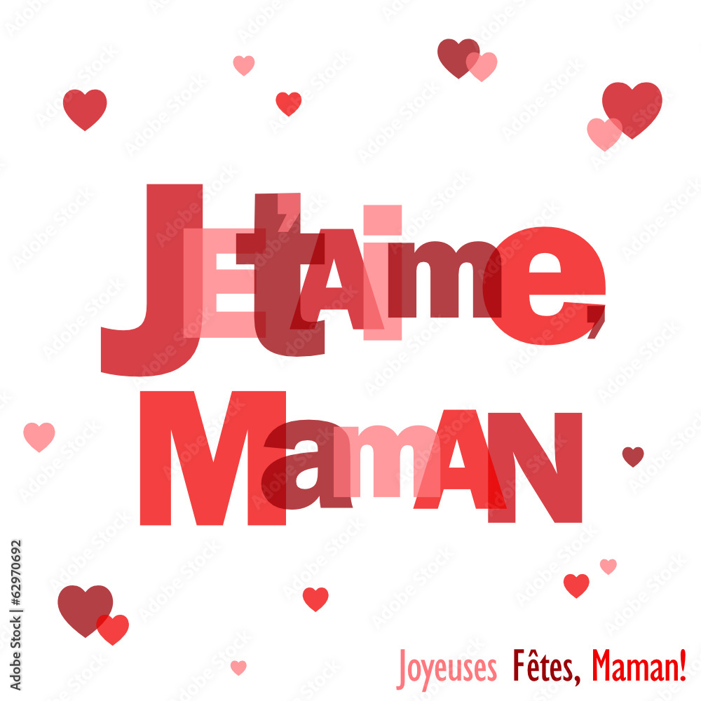 Carte "JE T'AIME MAMAN" (fête des mères message amour coeur)  Stock-Vektorgrafik | Adobe Stock