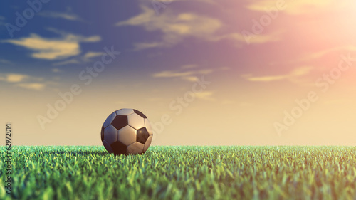Soccer field and ball , daylight