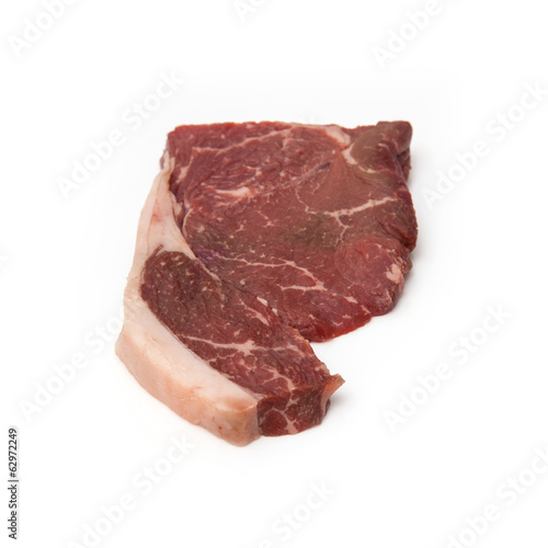 Aged rump steak isolated on a white studio background.