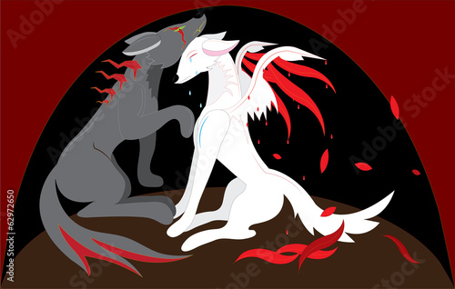 The wolf a male feels sorry for a female.