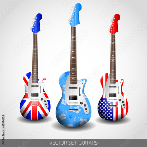 Set of Vector Guitars