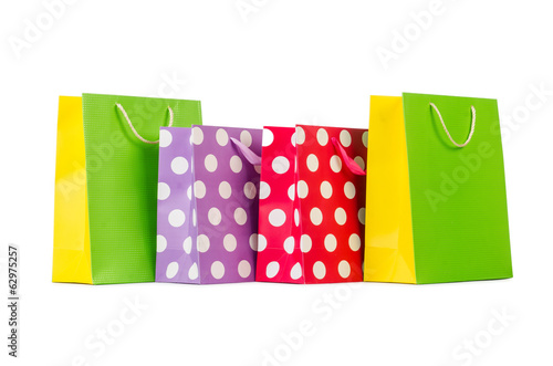 Colourful shopping bags isolated on white