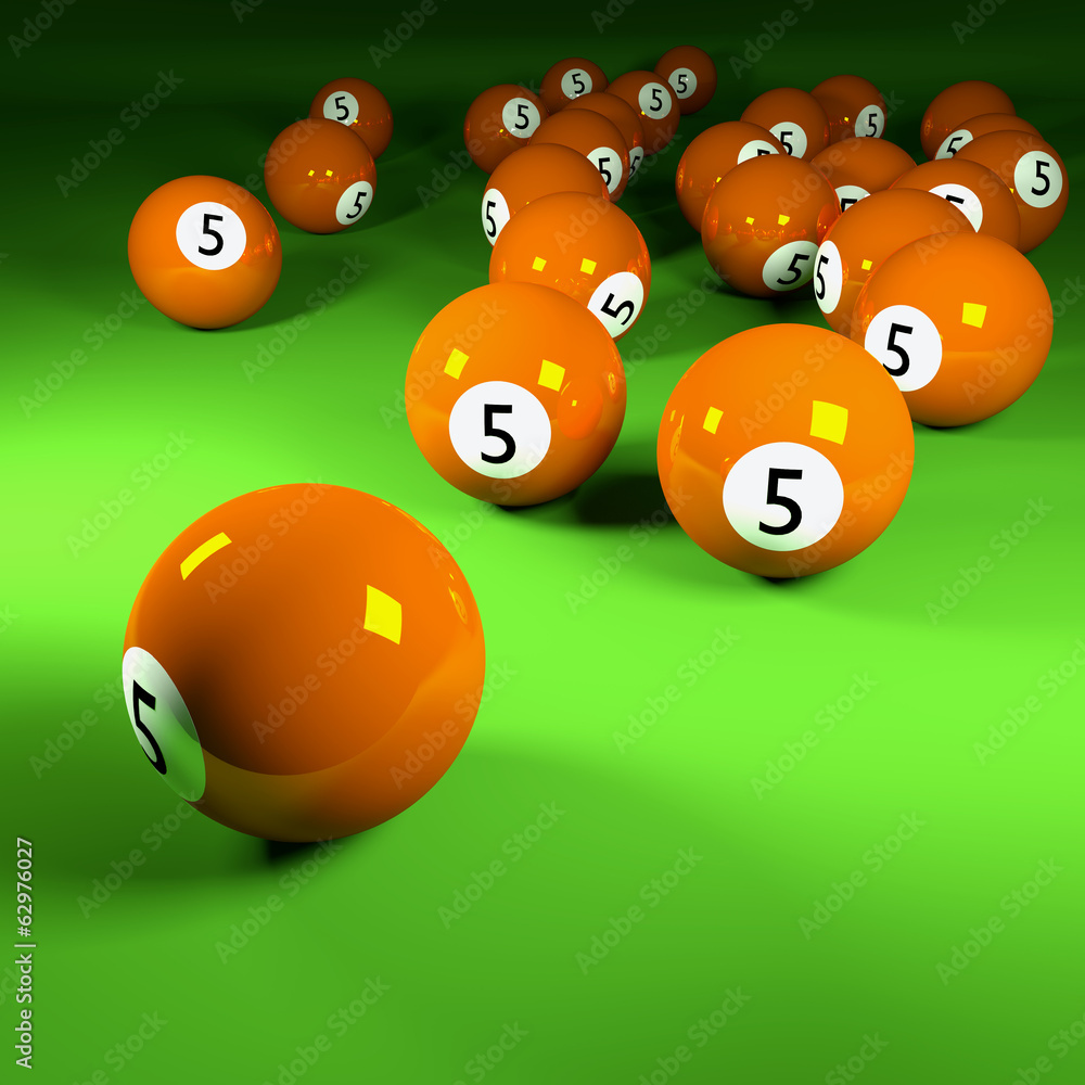 Orange Billardkugeln Nummer Fünf Orange Billardkugeln Nummer Fünf