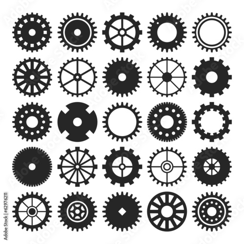 Set of gear wheels isolated on white background