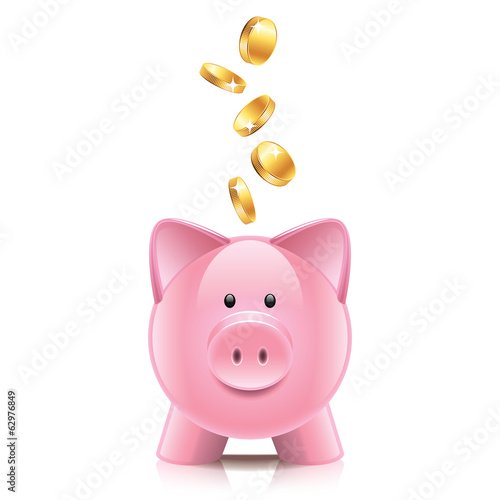 Piggy bank and coins vector illustration
