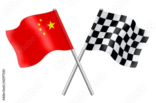 Canvas Print Flags : China and checkerboard