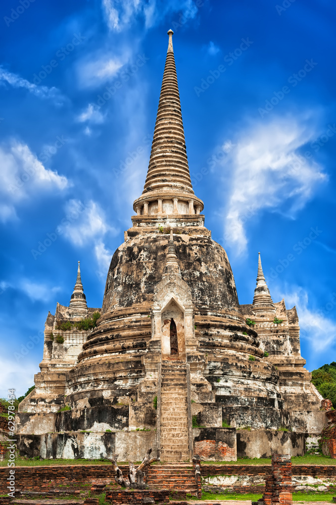 Ancient ruins of Wat Phra Sri Sanphet. Ayutthaya, Thailand