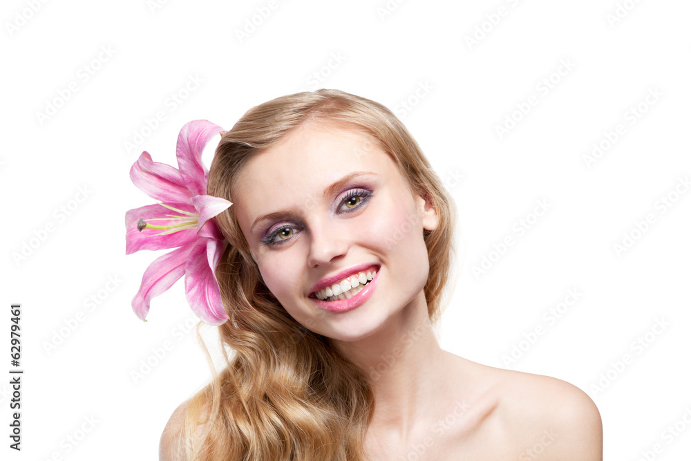 Beautiful young woman with flower in a hair Beautiful young woman with flower in a hair