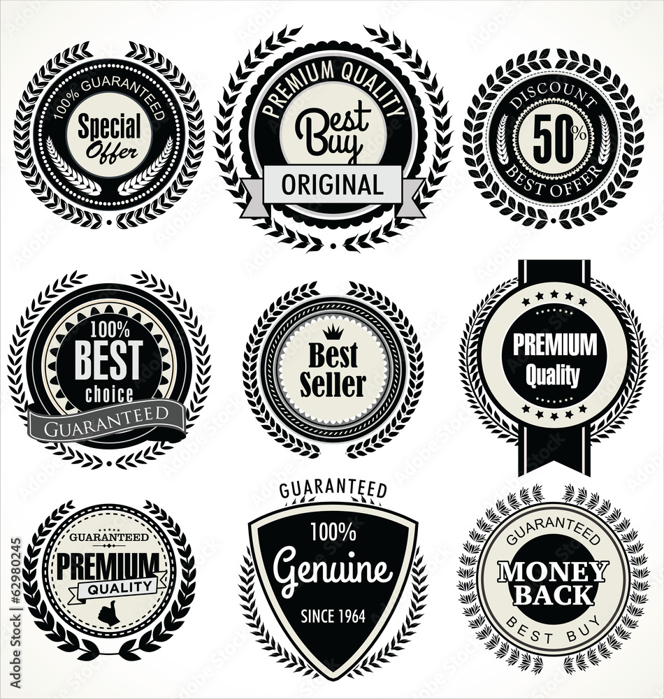 Premium quality badges and labels