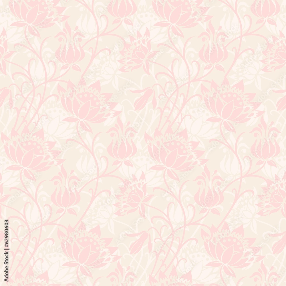 Abstract seamless pattern with hand drawn floral background