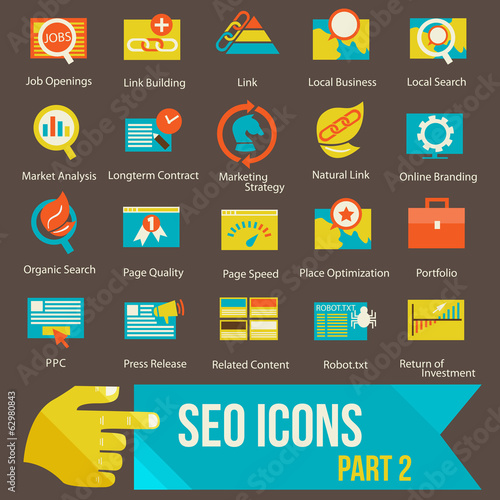 seo icons set part 2 Flat design modern vector illustration