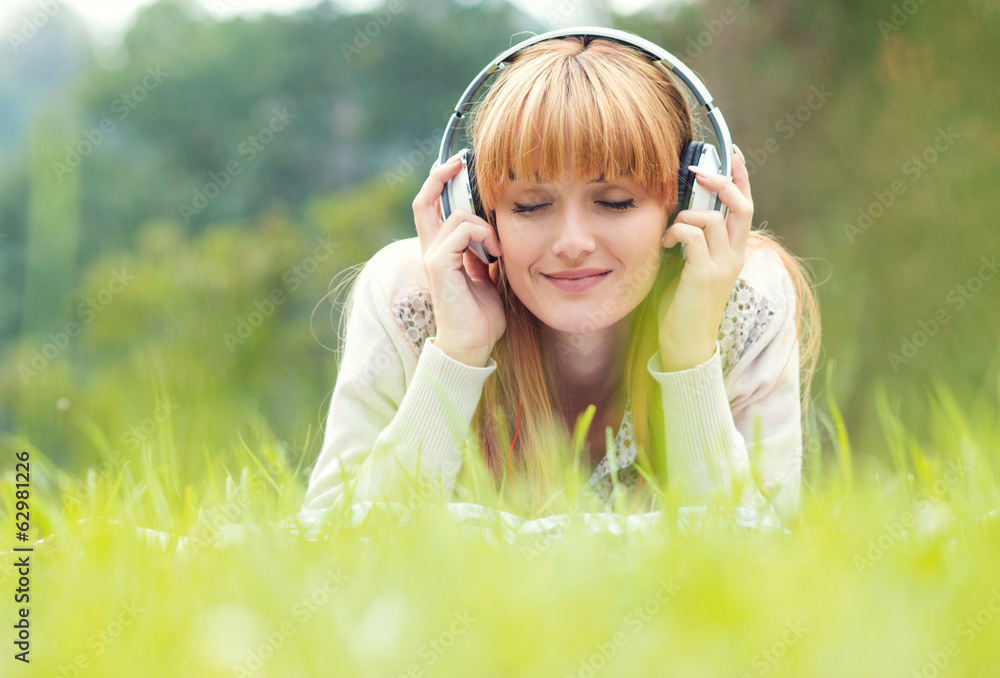 Beautiful young woman with headphones Beautiful young woman with headphones