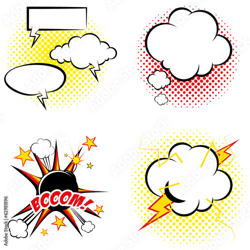 Set Of Different Comic Book Elements Isolated