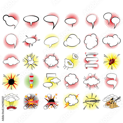 Set Of Different Comic Book Elements Isolated