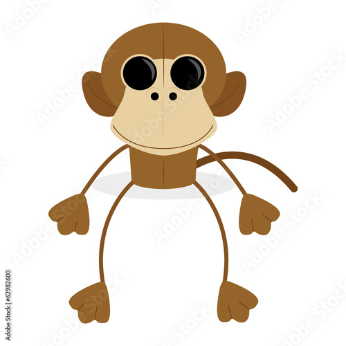 Cartoon Cute Monkey Isolated On White Background