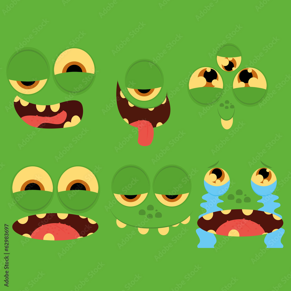 Set Of Different Cartoon Faces Isolated Set Of Different Cartoon Faces Isolated