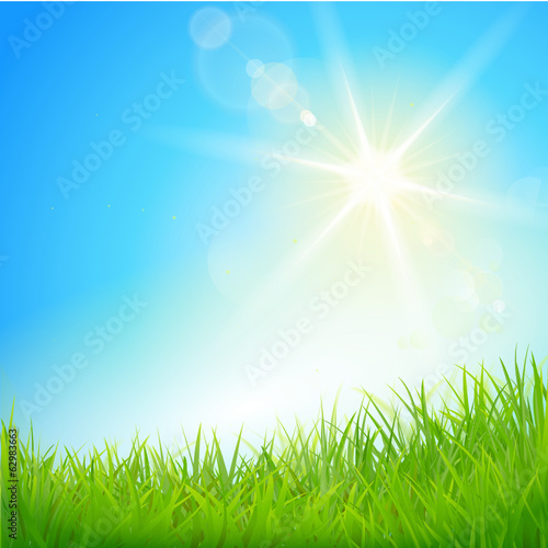 Rasen mit strahlender Sonne