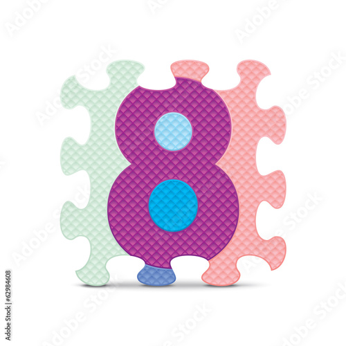 Vector number 8 written with alphabet puzzle