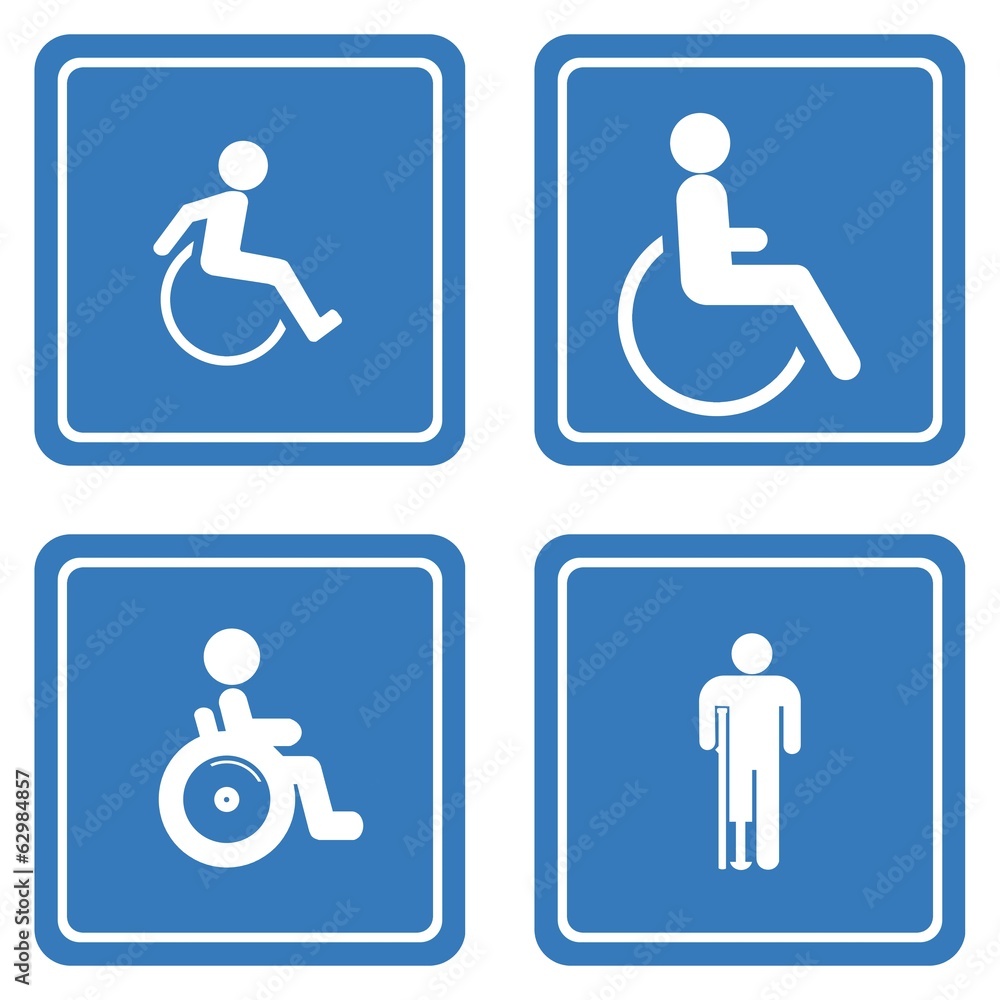 Personne handicapée en 4 panneaux Personne handicapée en 4 panneaux