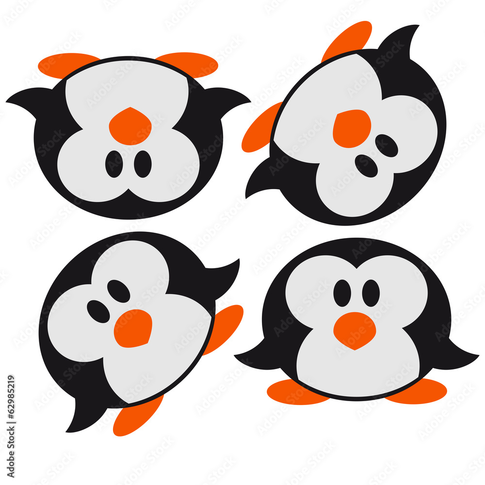 4 Süße Niedliche Kleine Pinguin Babys Kinder Stock Illustration | Adobe  Stock