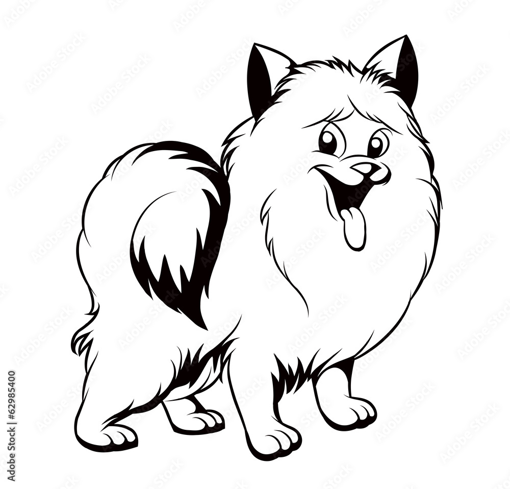 black and white drawing of the dog