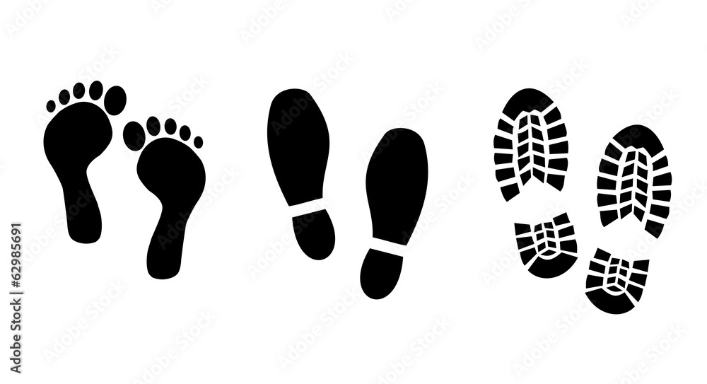Shoe and bare foot print set Shoe and bare foot print set