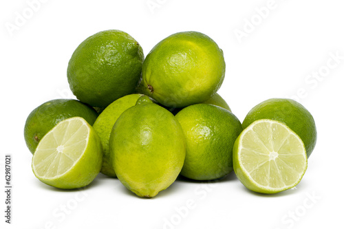  lime fruit isolated on a white background.