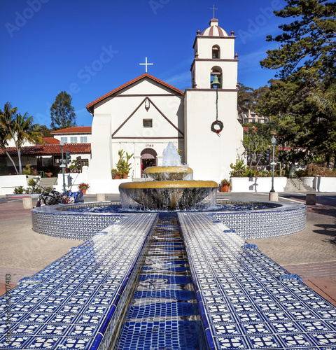 Billede på lærred Fountain Mission San Buenaventura Ventura Californi