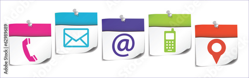 post-it : contact business icons on white background (cs5)