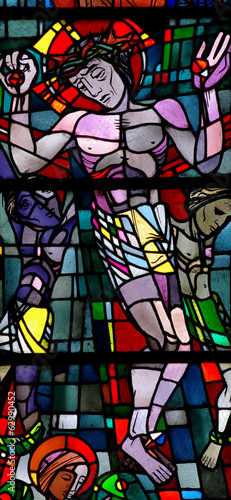 Jesus Christ crucified. Stained glass