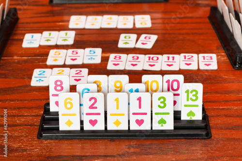 set of tiles in rummy game rack