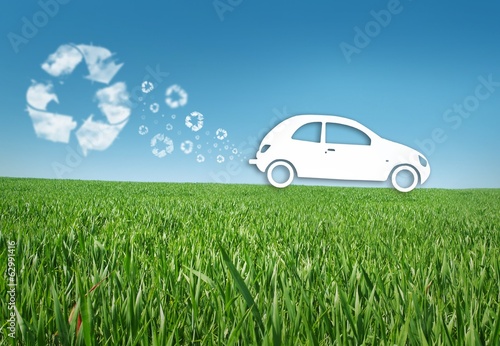 Eco car in the grass, recycle concept