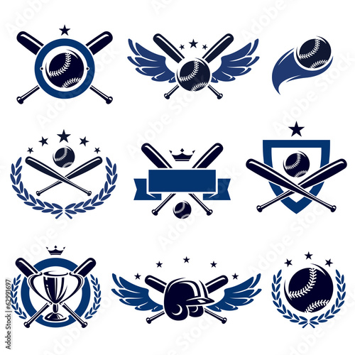 Baseball labels and icons set. Vector