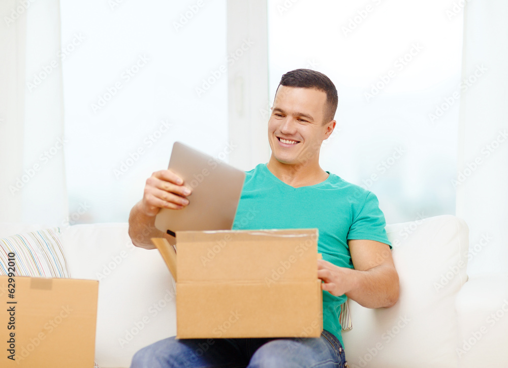 opening cardboard box and taking out tablet pc opening cardboard box and taking out tablet pc