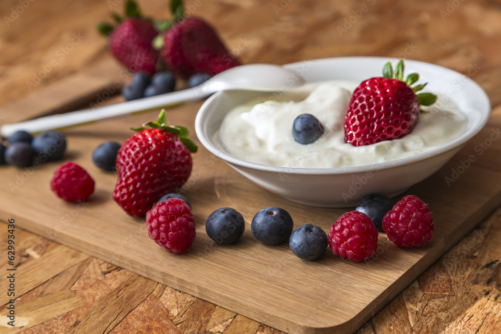 healthy breakfast, sweet berry of raspberries, strawberries and healthy breakfast, sweet berry of raspberries, strawberries and
