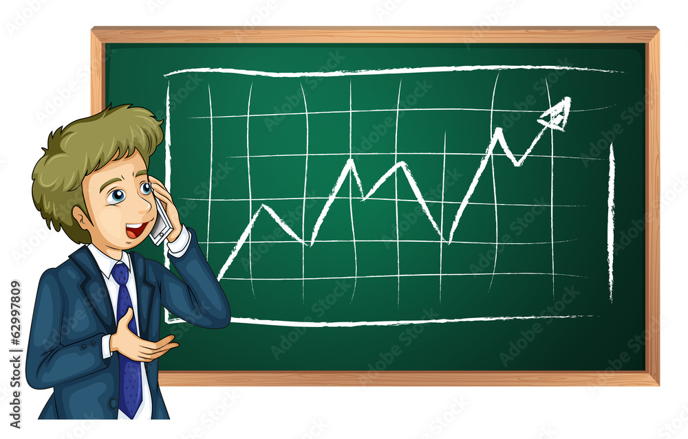A man using his cellular phone in front of the board A man using his cellular phone in front of the board