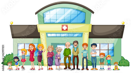 A big family outside the hospital