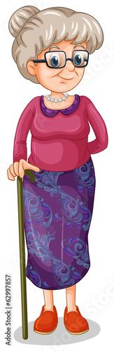 An old woman with a cane