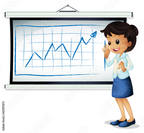 A woman explaining the graph