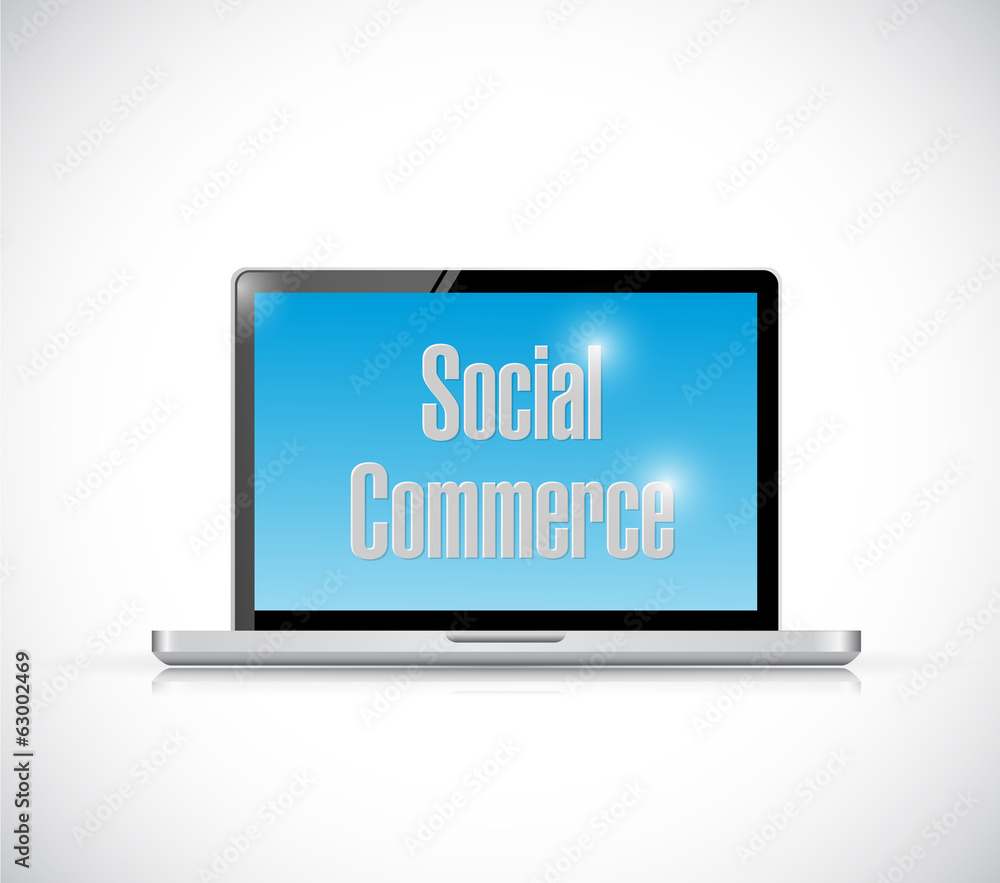 social commerce message on a laptop. illustration social commerce message on a laptop. illustration