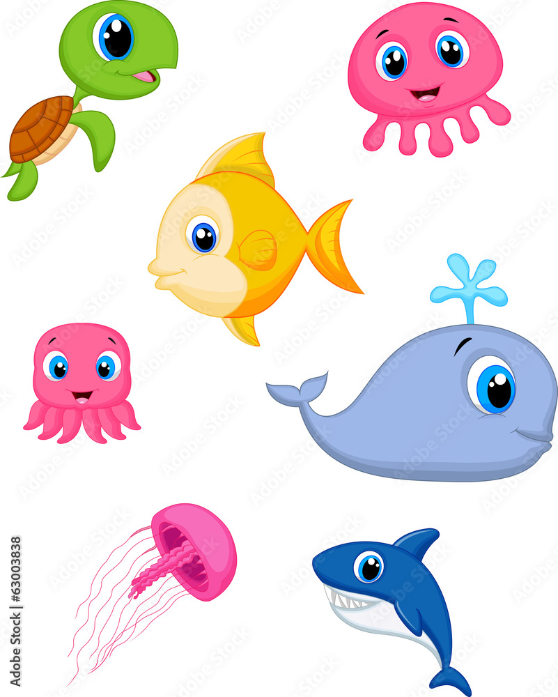 Sea life cartoon set Sea life cartoon set