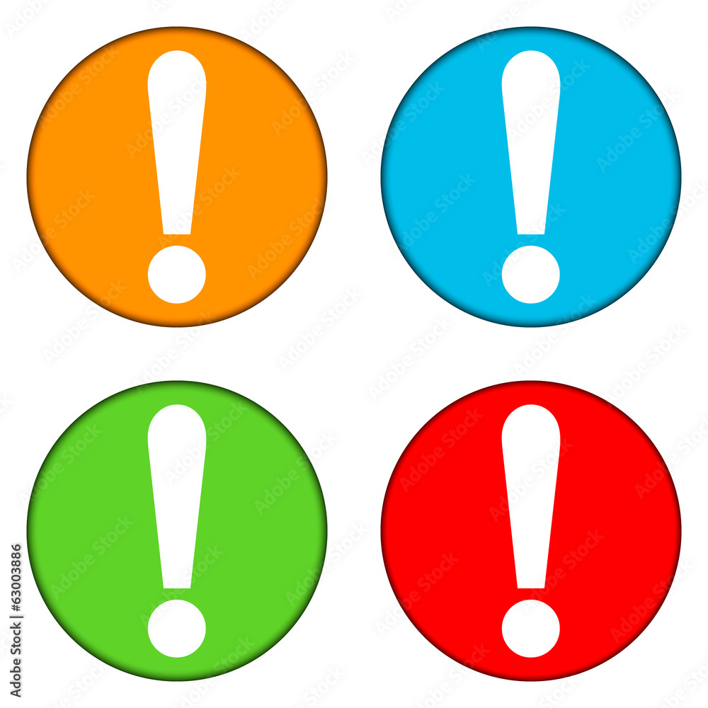 Exclamation mark buttons set Exclamation mark buttons set