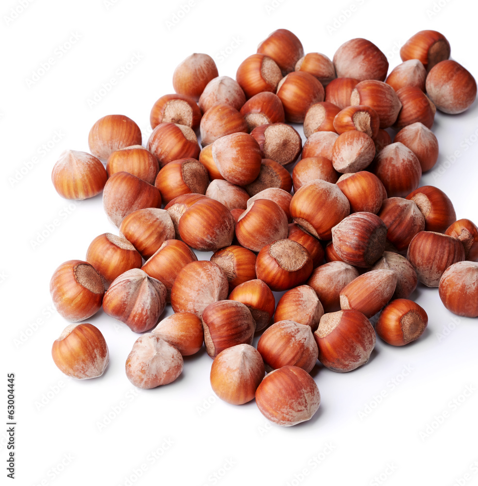 Hazelnuts isolated on white background Hazelnuts isolated on white background
