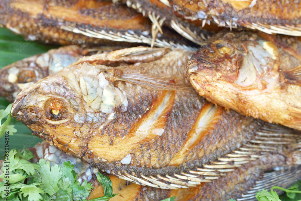 Fish fried in the market Fish fried in the market