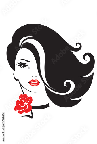 Black and white illustration of elegant woman