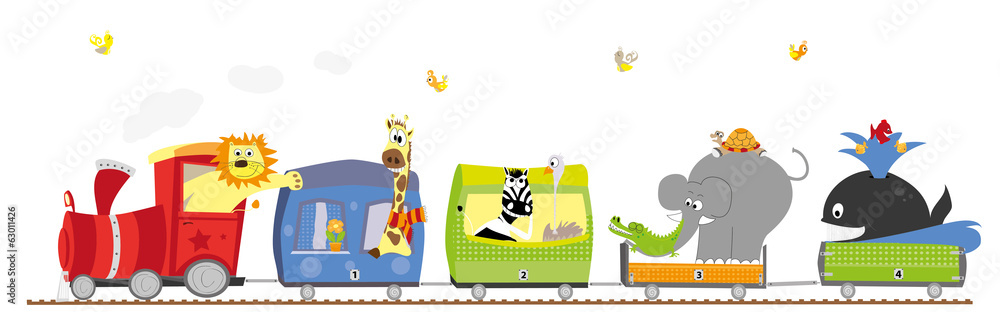 zoo train with animals on white background- vectors