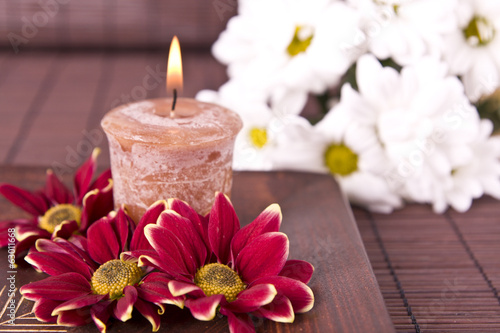 spa motive with flowers and candle